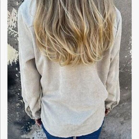 NEW Corduroy Rivet Studded Button Down Shirt - Picture 3 of 6